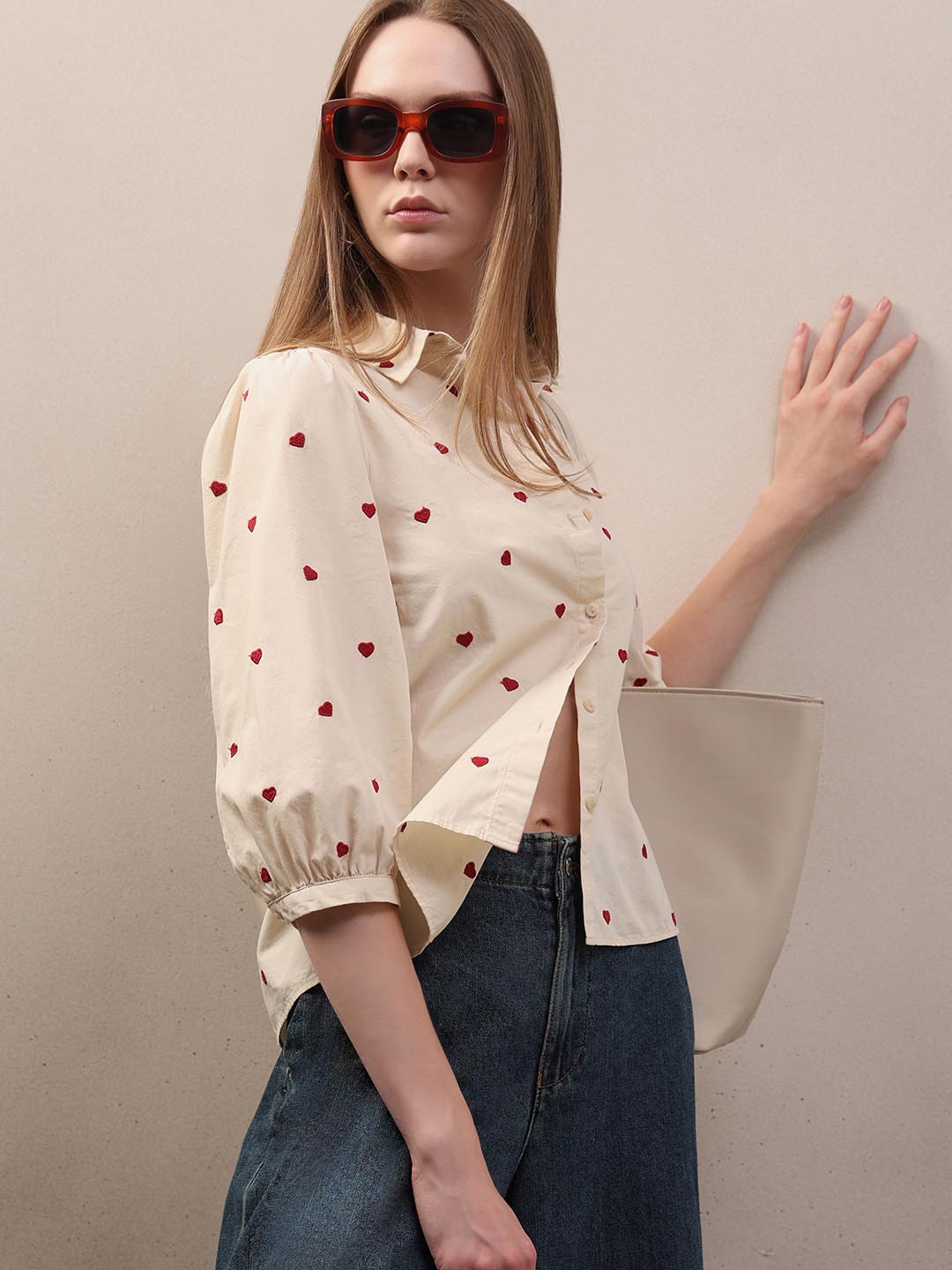 Off-White Heart Embroidered Shirt