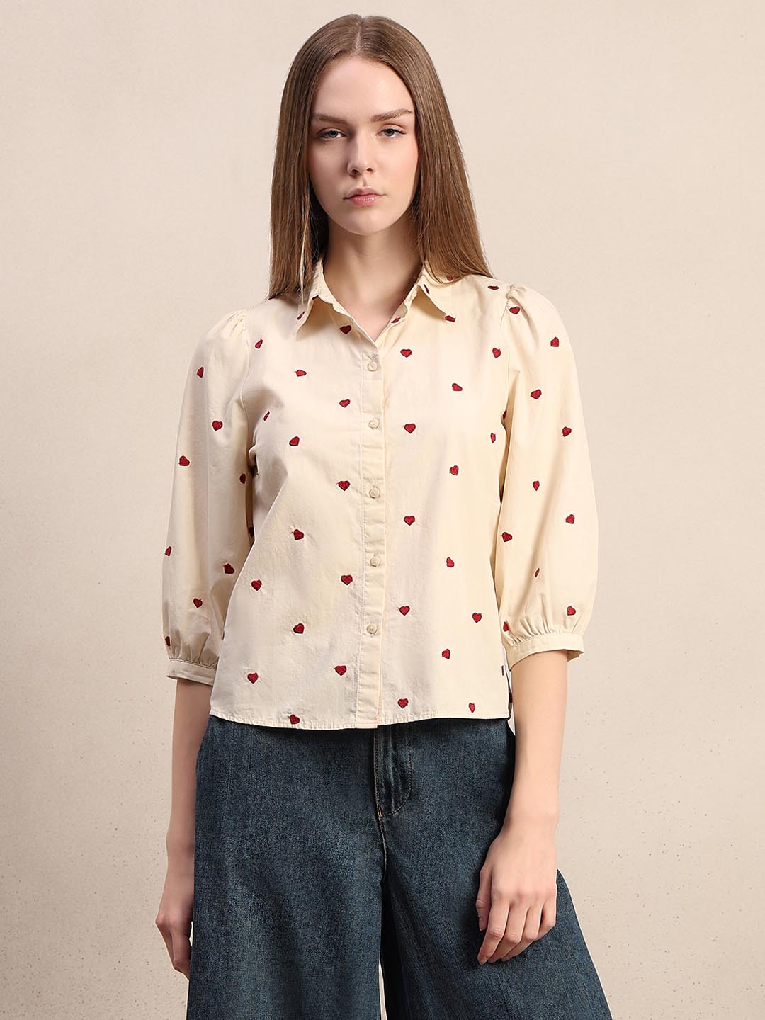 Off-White Heart Embroidered Shirt