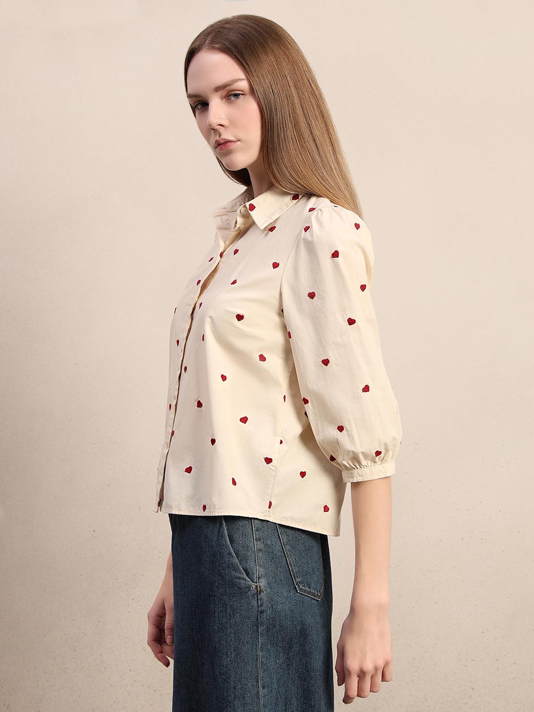 Off-White Heart Embroidered Shirt