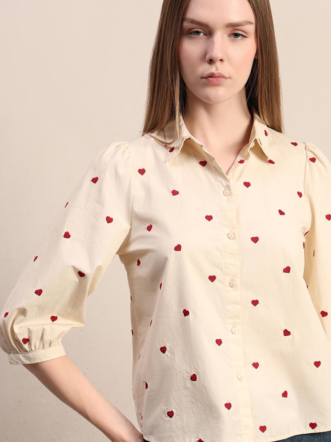 Off-White Heart Embroidered Shirt