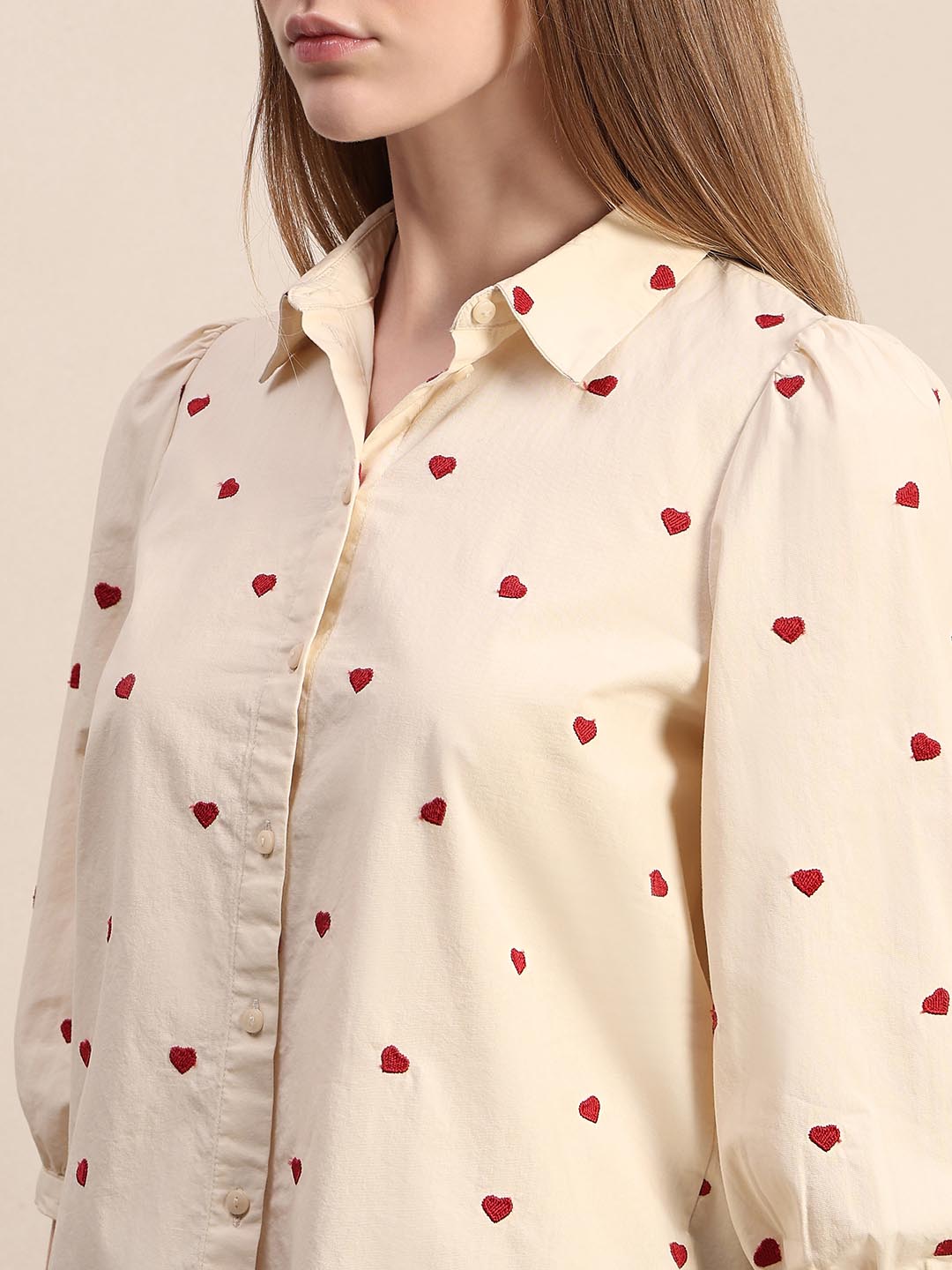 Off-White Heart Embroidered Shirt