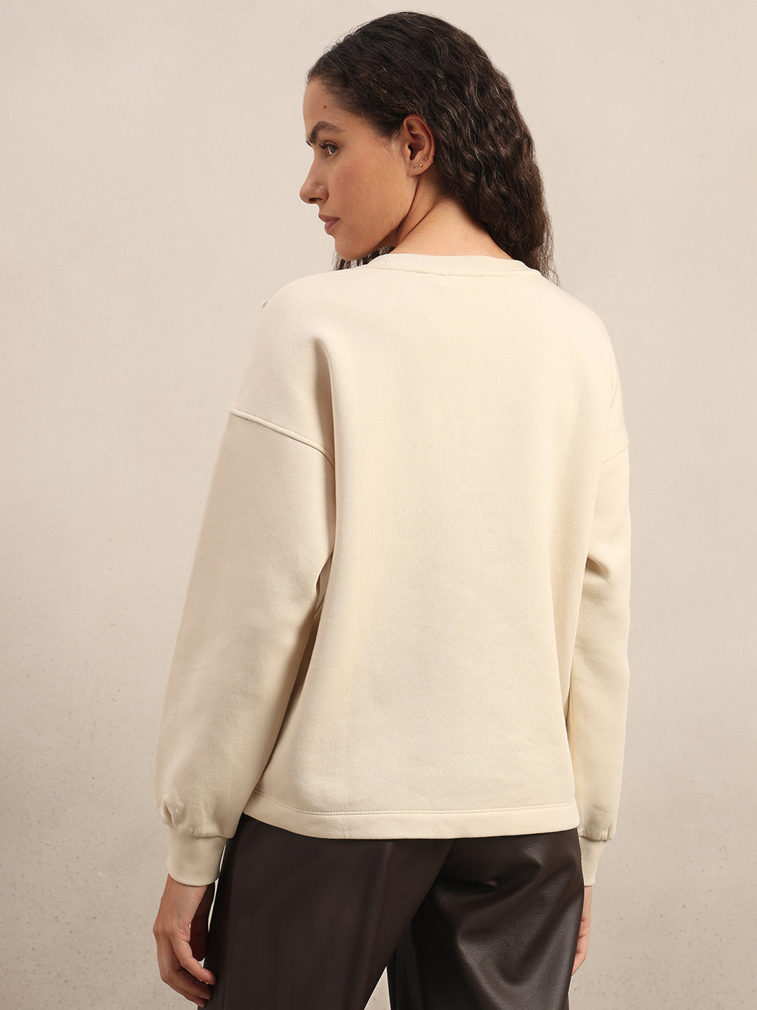 Pearl Embellished Cotton Sweatshirt - Off-White