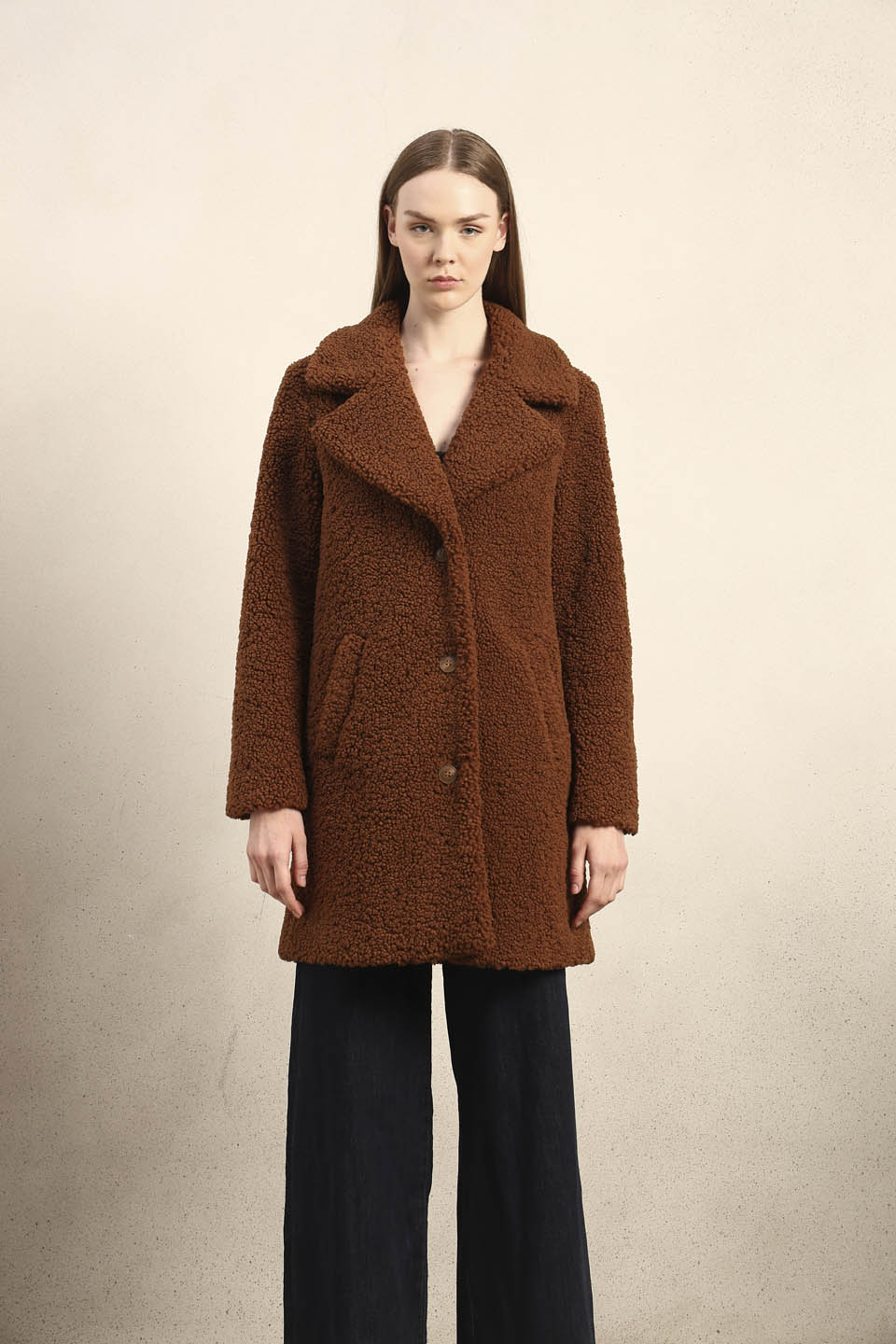 Brown Long Teddy Coat