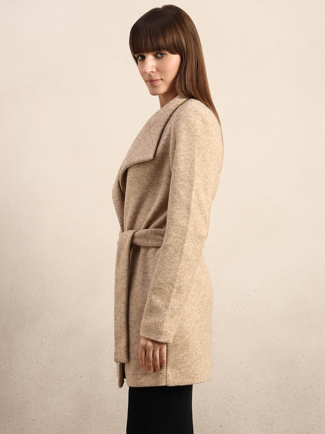 Beige Brushed Long Coat