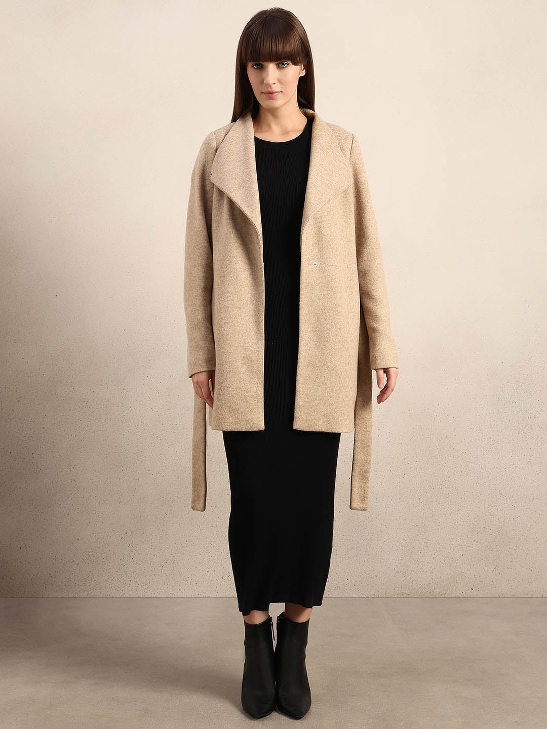 Beige Brushed Long Coat