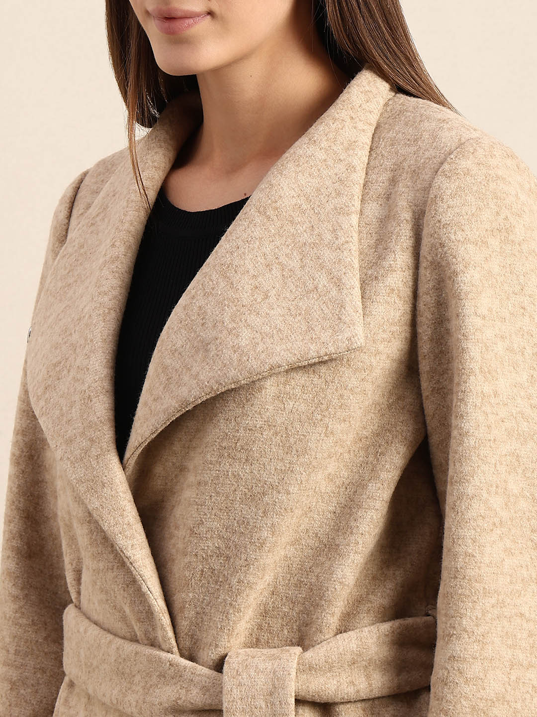 Beige Brushed Long Coat