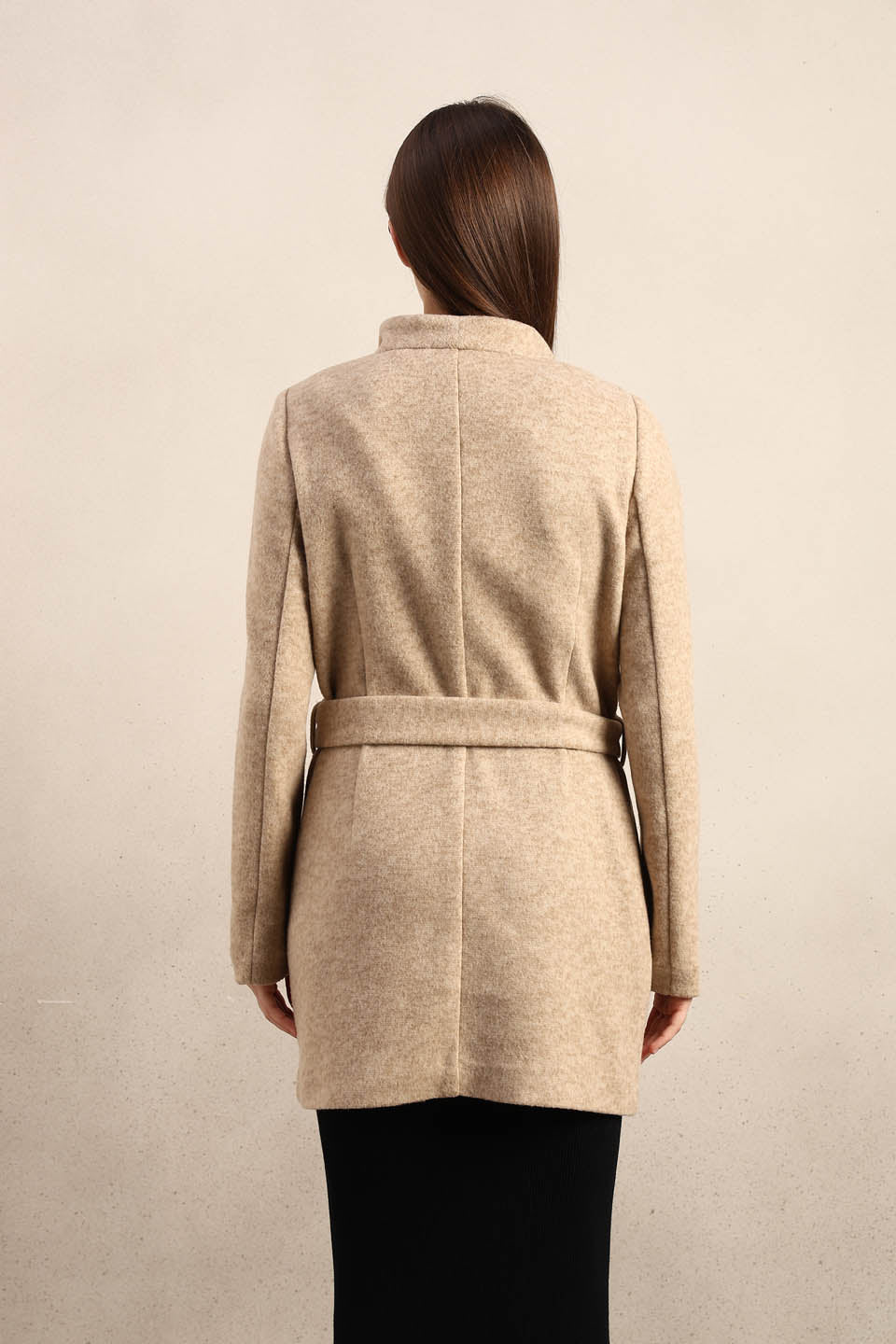 Beige Brushed Long Coat