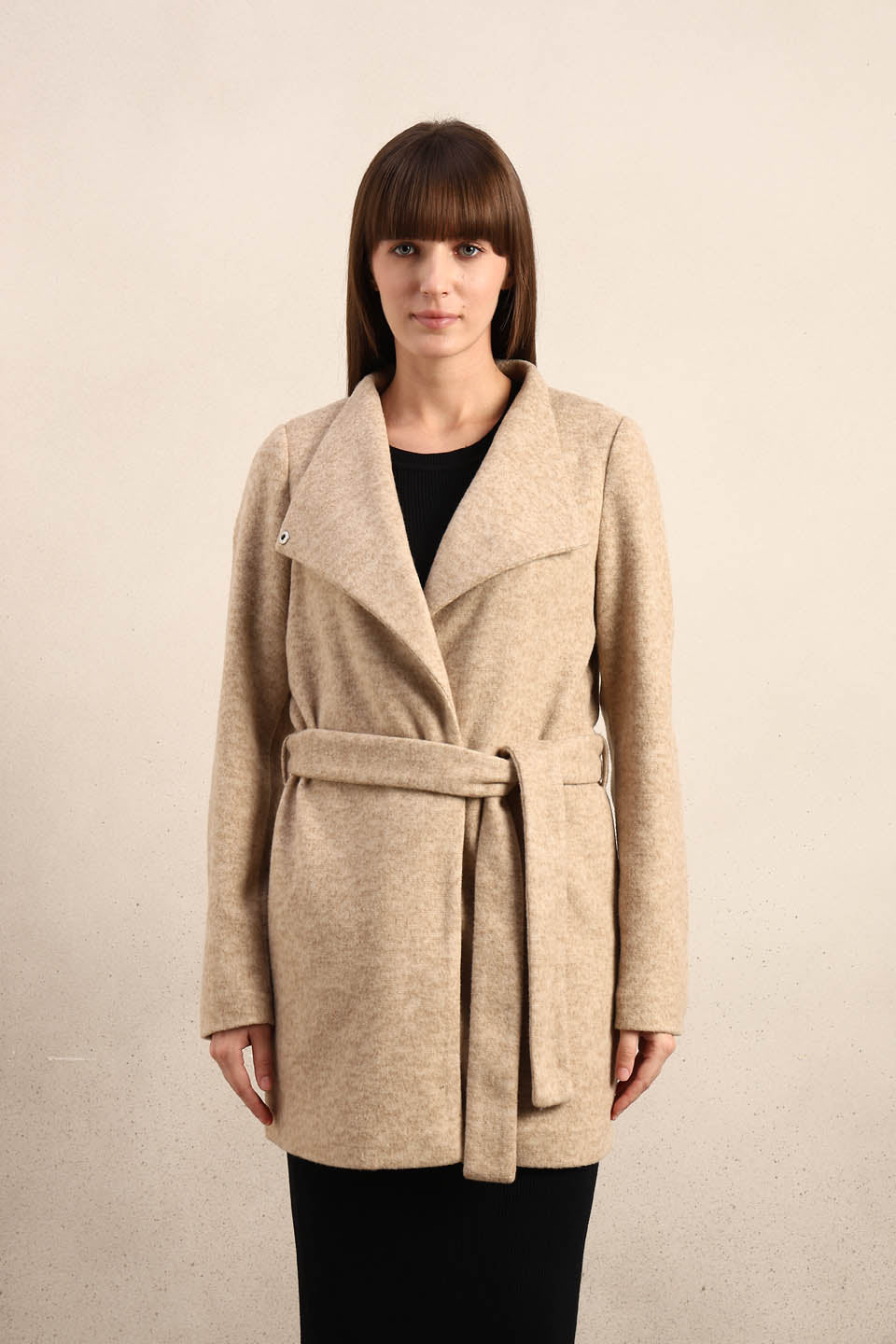 Beige Brushed Long Coat