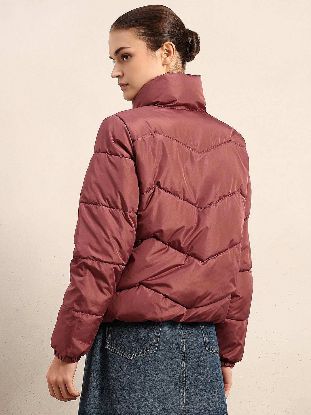 Rose Brown Short Puffer Jacket