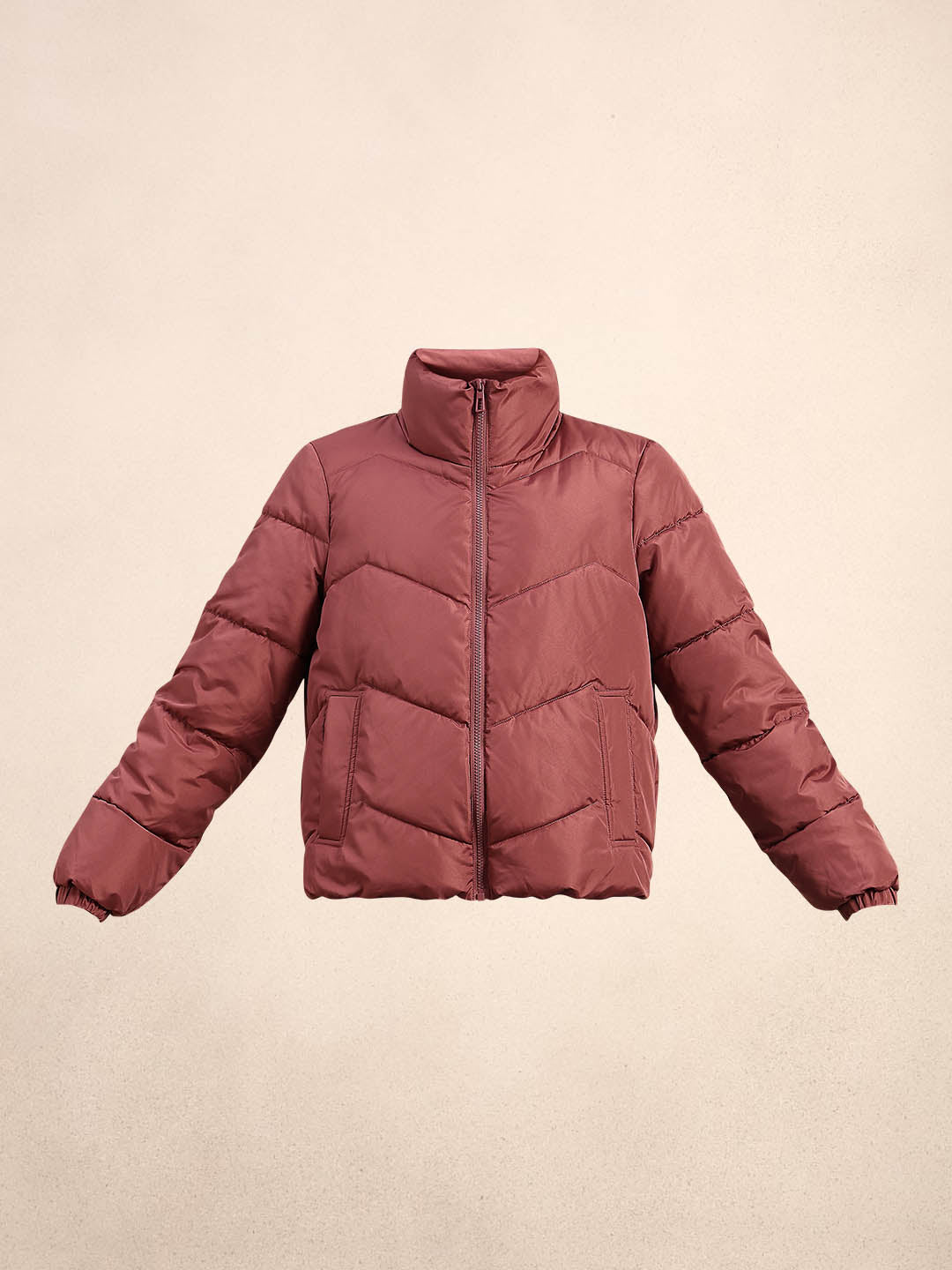 Rose Brown Short Puffer Jacket