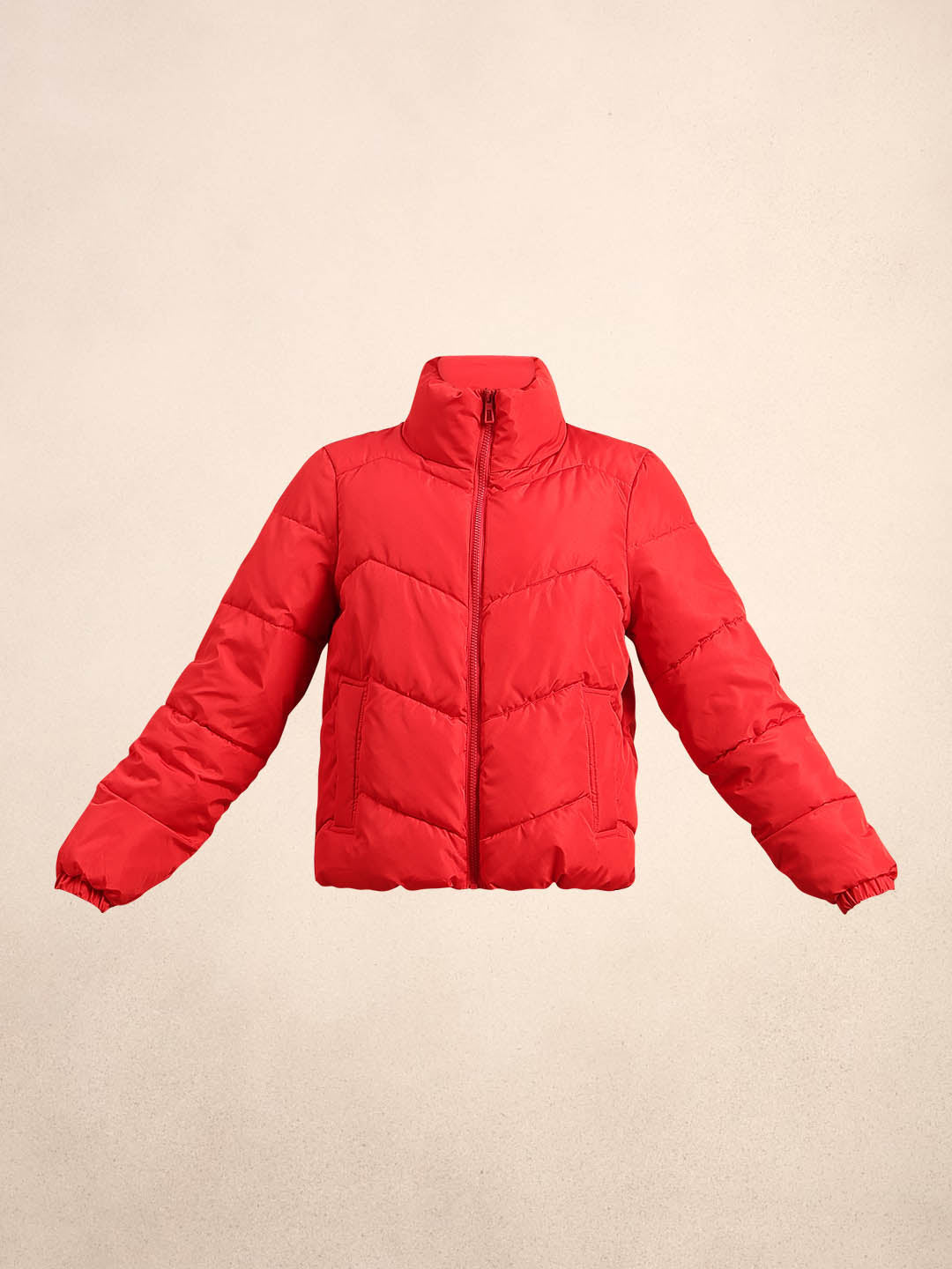 Bright Red Short Puffer Jacket
