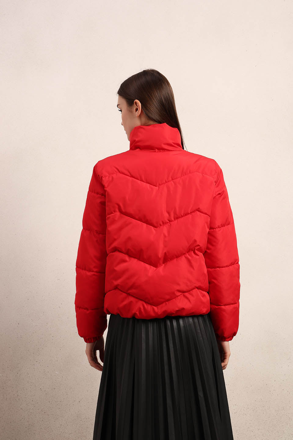 Bright Red Short Puffer Jacket