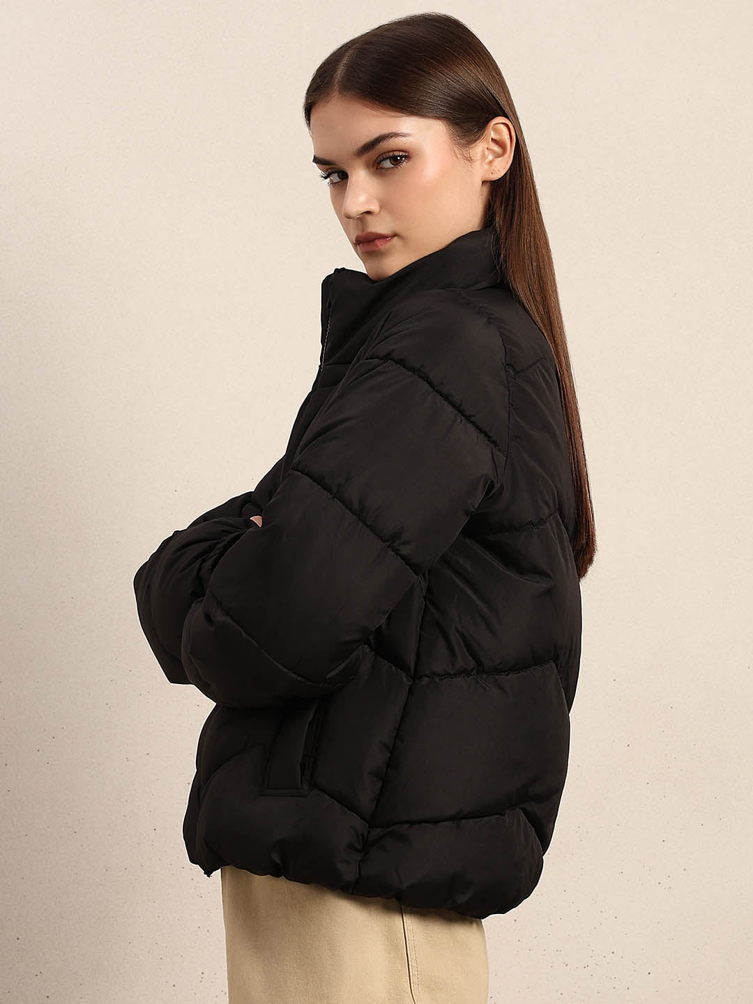 Black Short Puffer Jacket