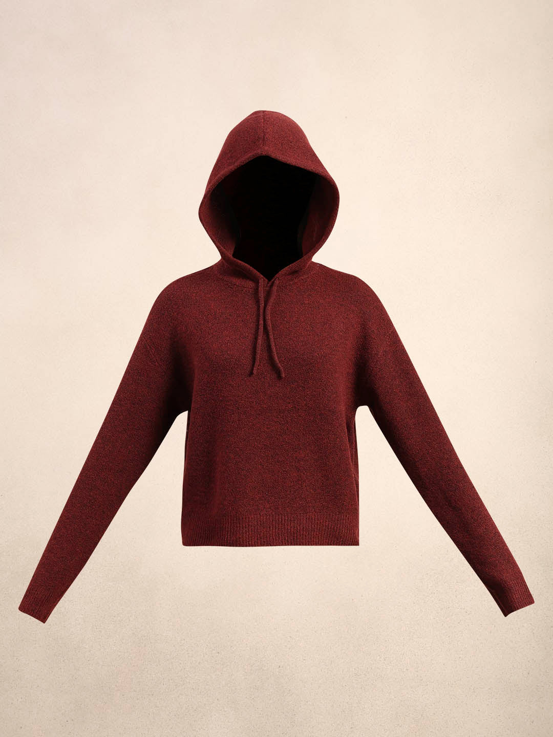 Red Knitted Hooded Pullover