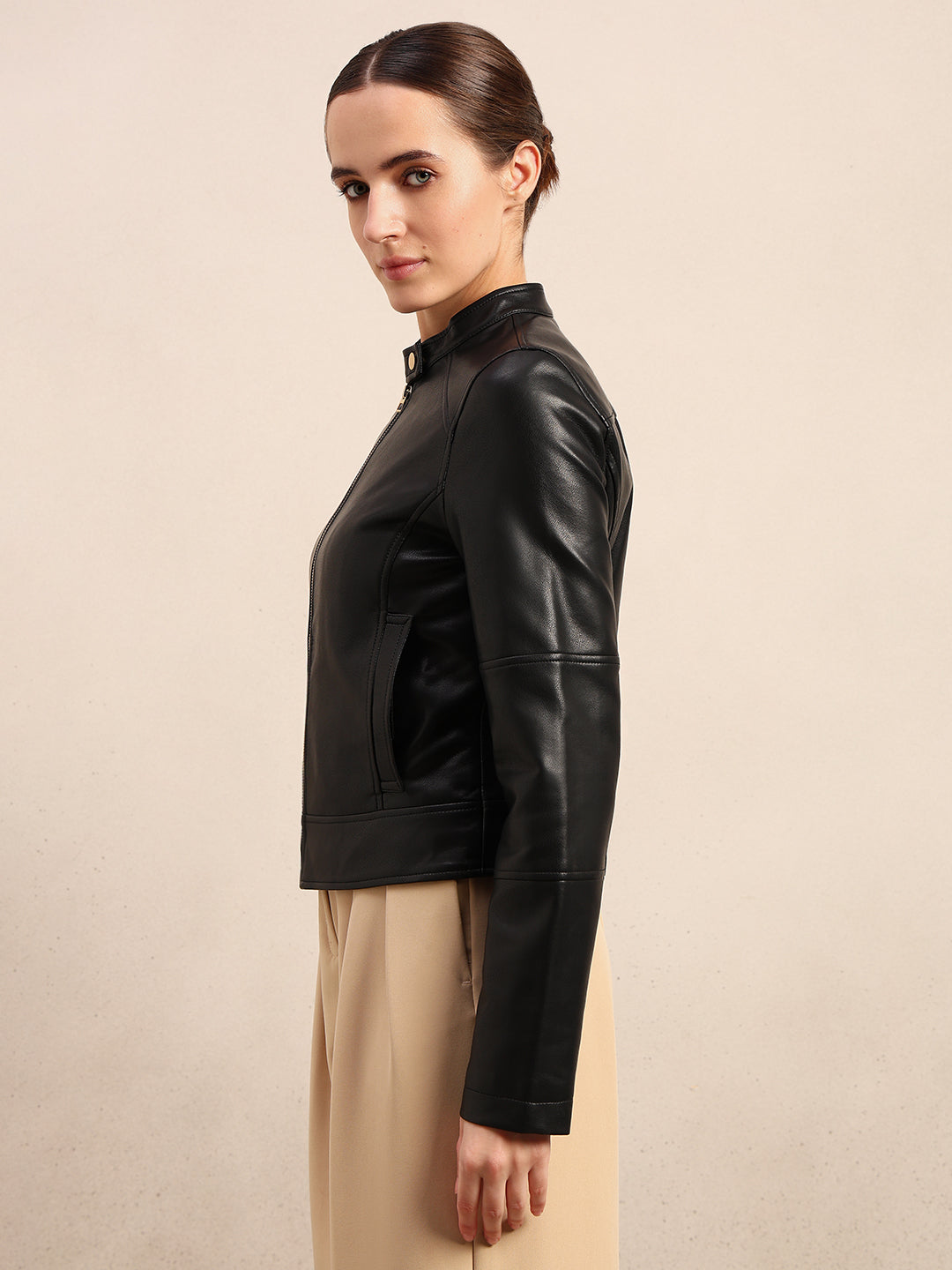 Structured High Neck Jacket - Black