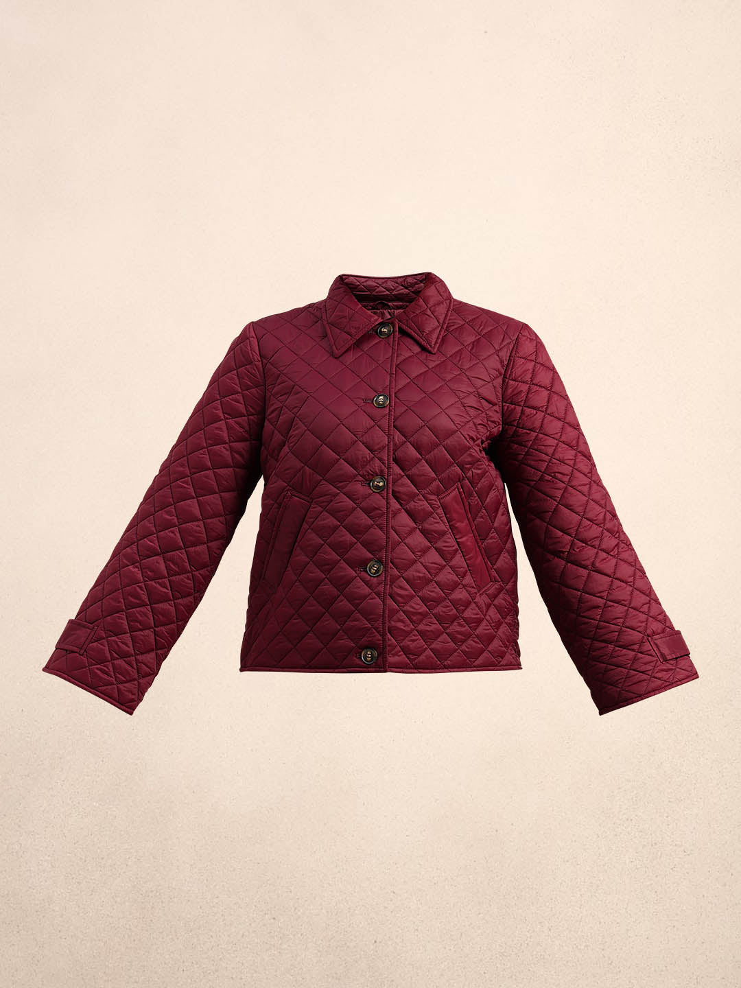 Quilted Short Jacket - Maroon