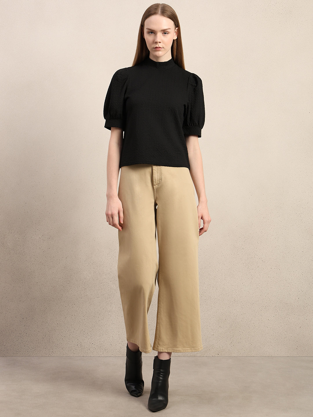 High Neck Puff Sleeves Top