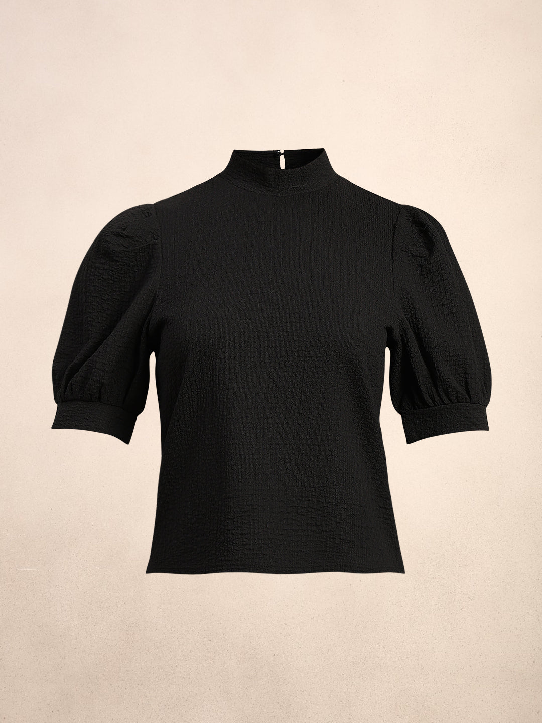 High Neck Puff Sleeves Top