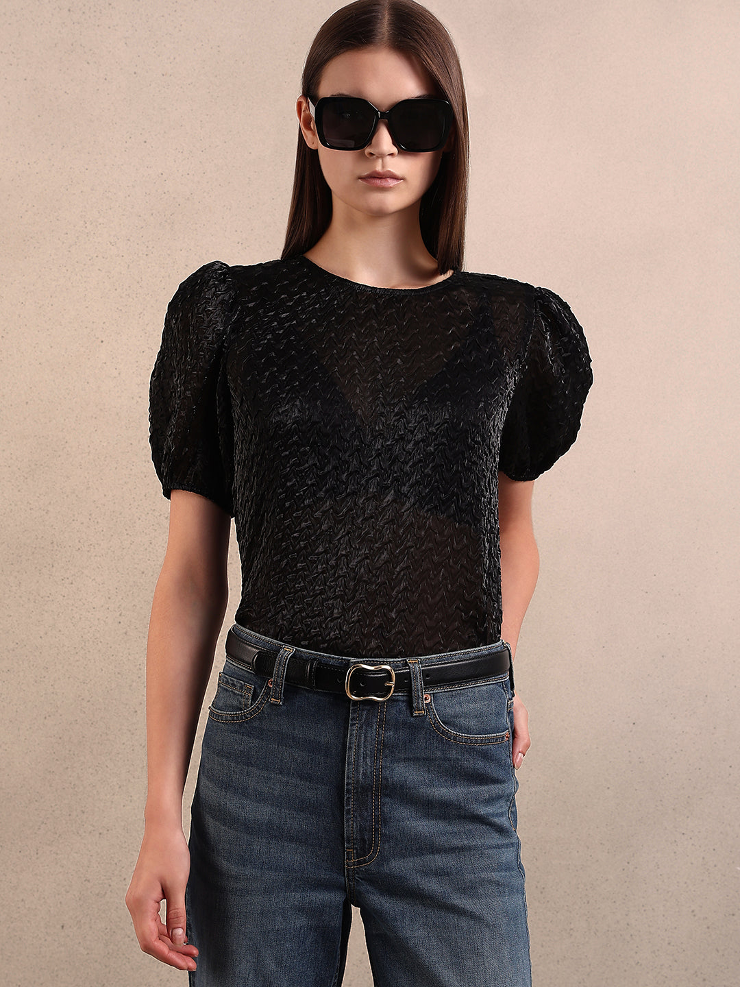 Black Textured Top