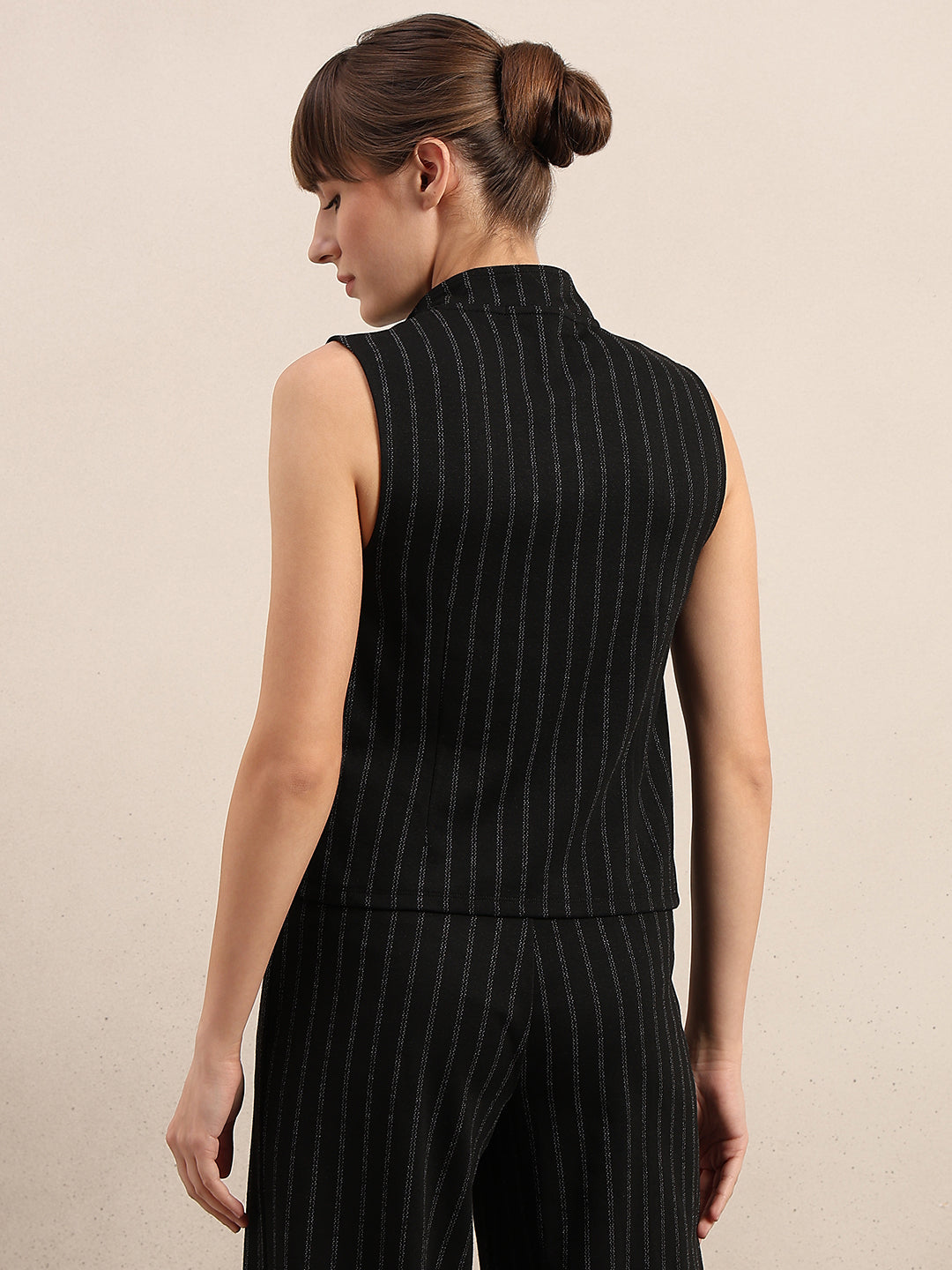 Pinstripe Mock Neck Top