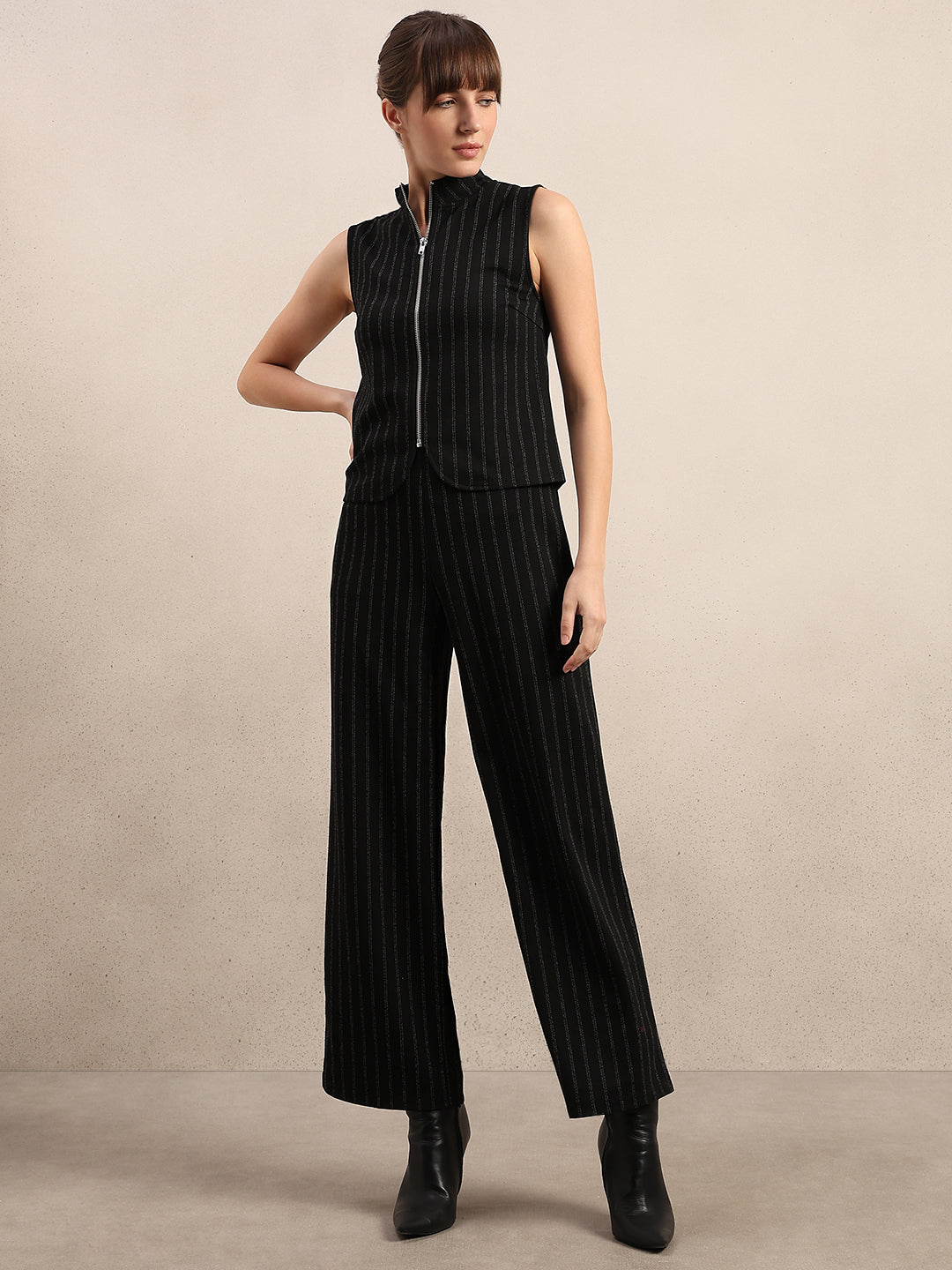 Pinstripe Mock Neck Top