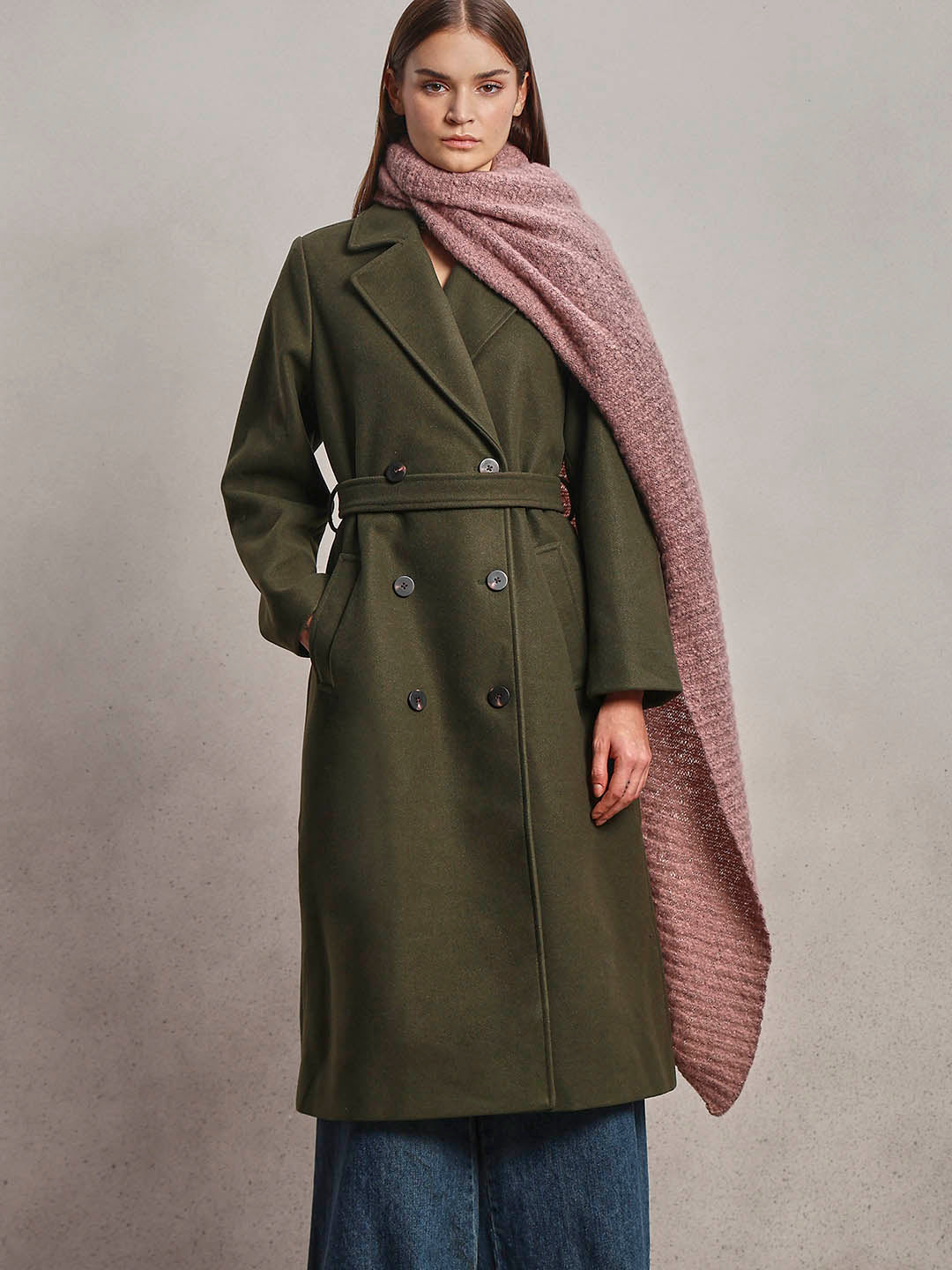 Dark Green Longline Trench Coat