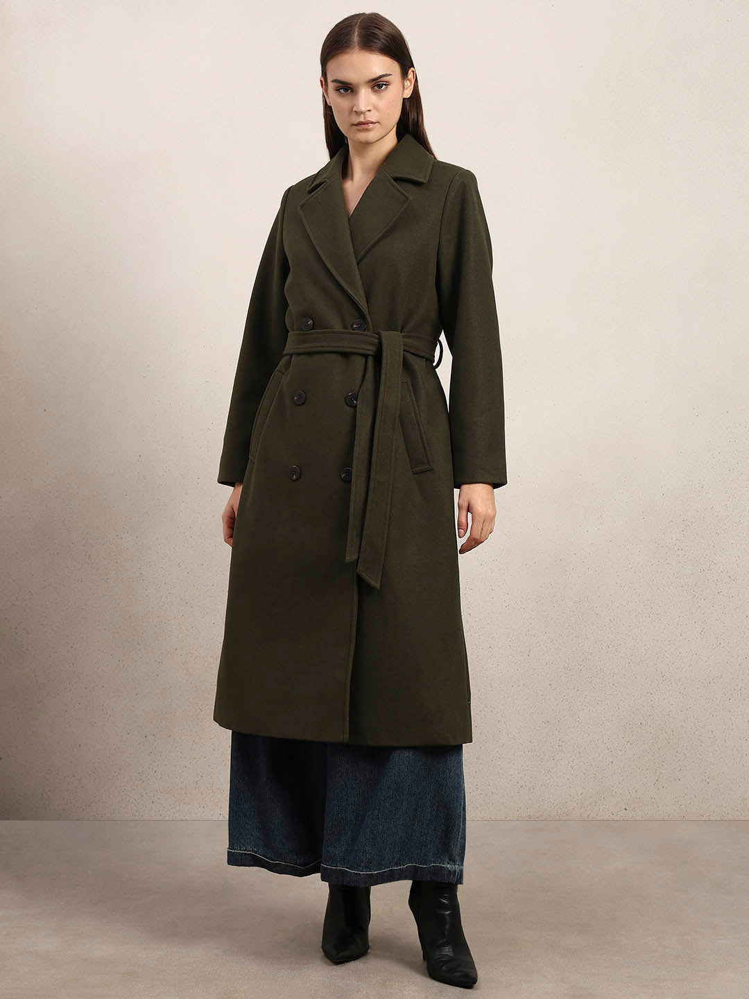 Dark Green Longline Trench Coat