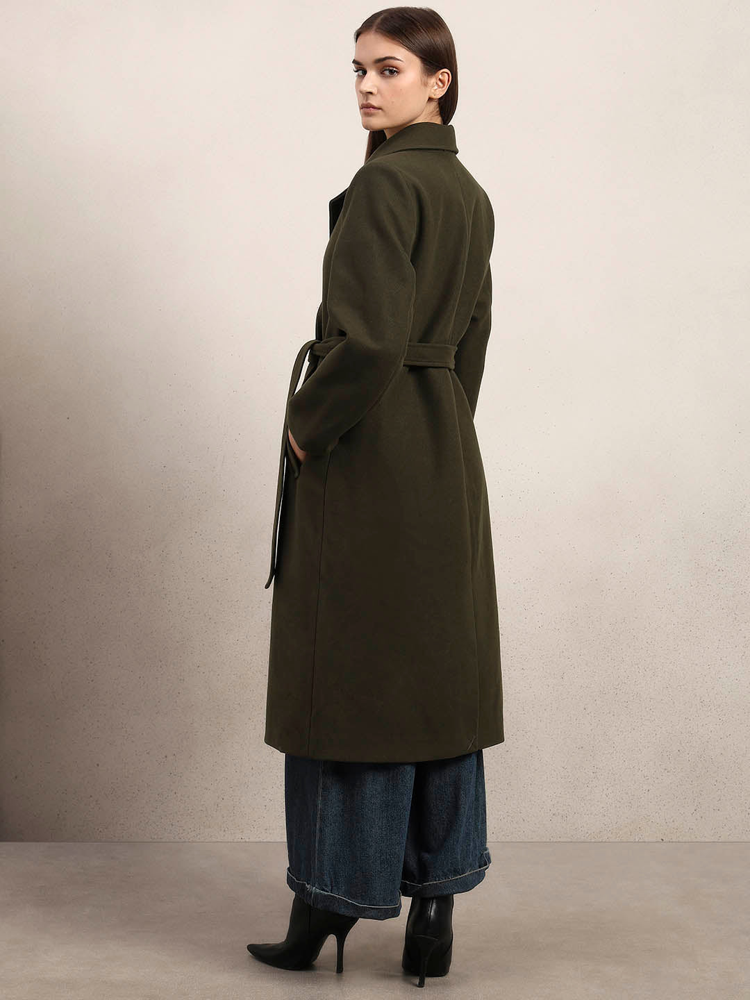 Dark Green Longline Trench Coat