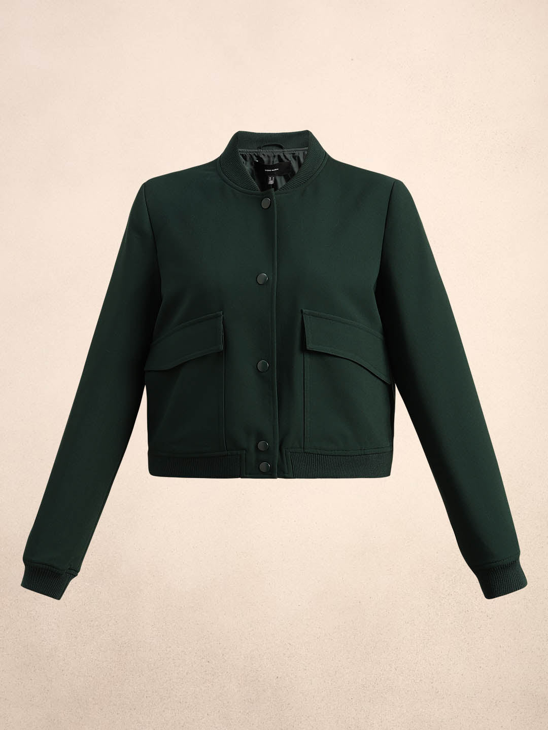 Dark Green Buttoned Bomber Jacket