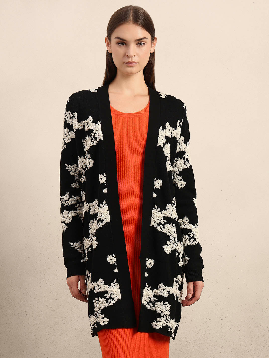 Floral Longline Open Cardigan