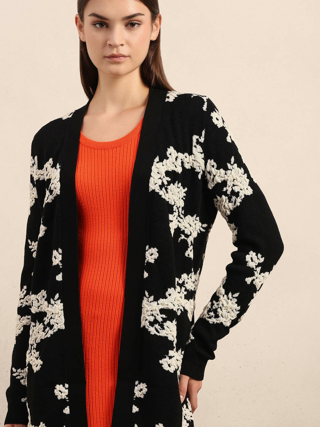 Floral Longline Open Cardigan