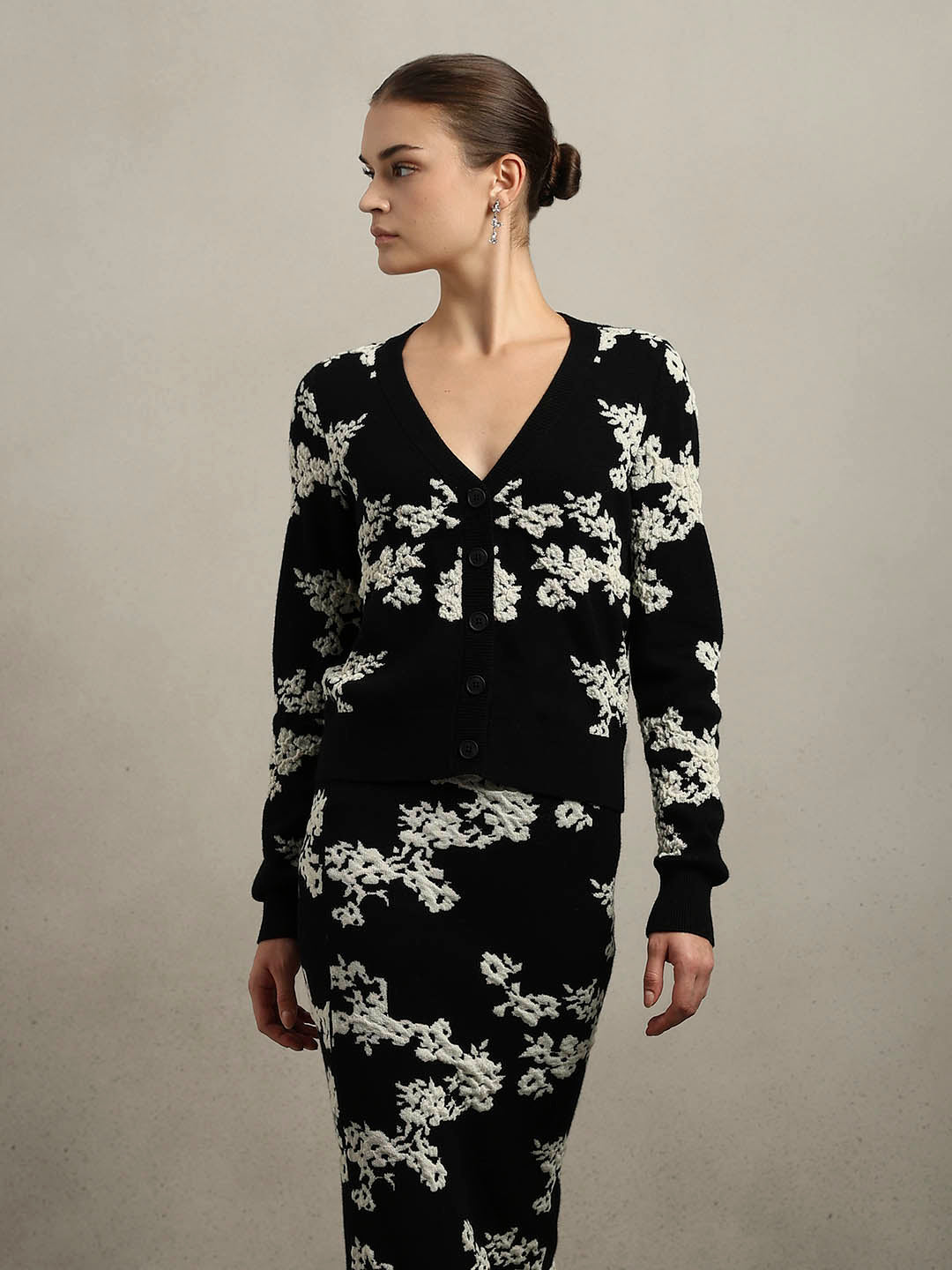 Floral Embroidered Open Cardigan
