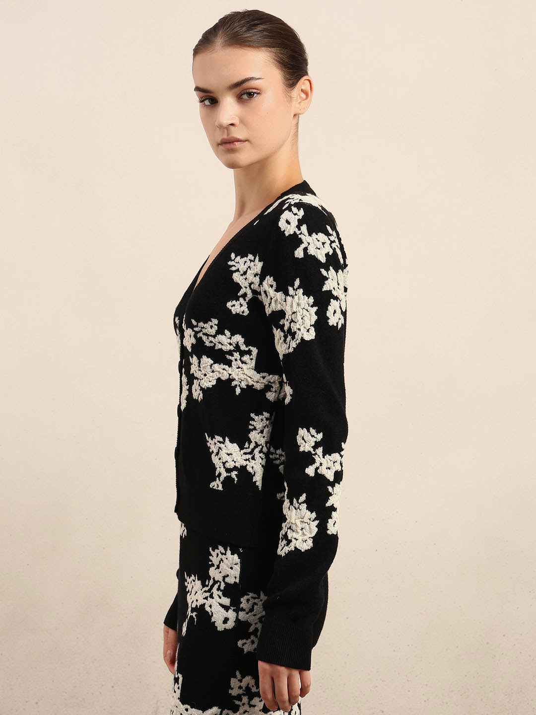 Floral Embroidered Open Cardigan