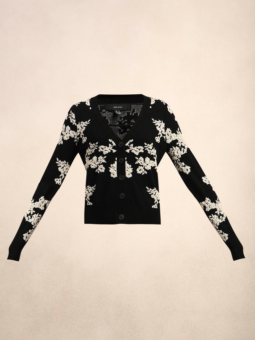 Floral Embroidered Open Cardigan