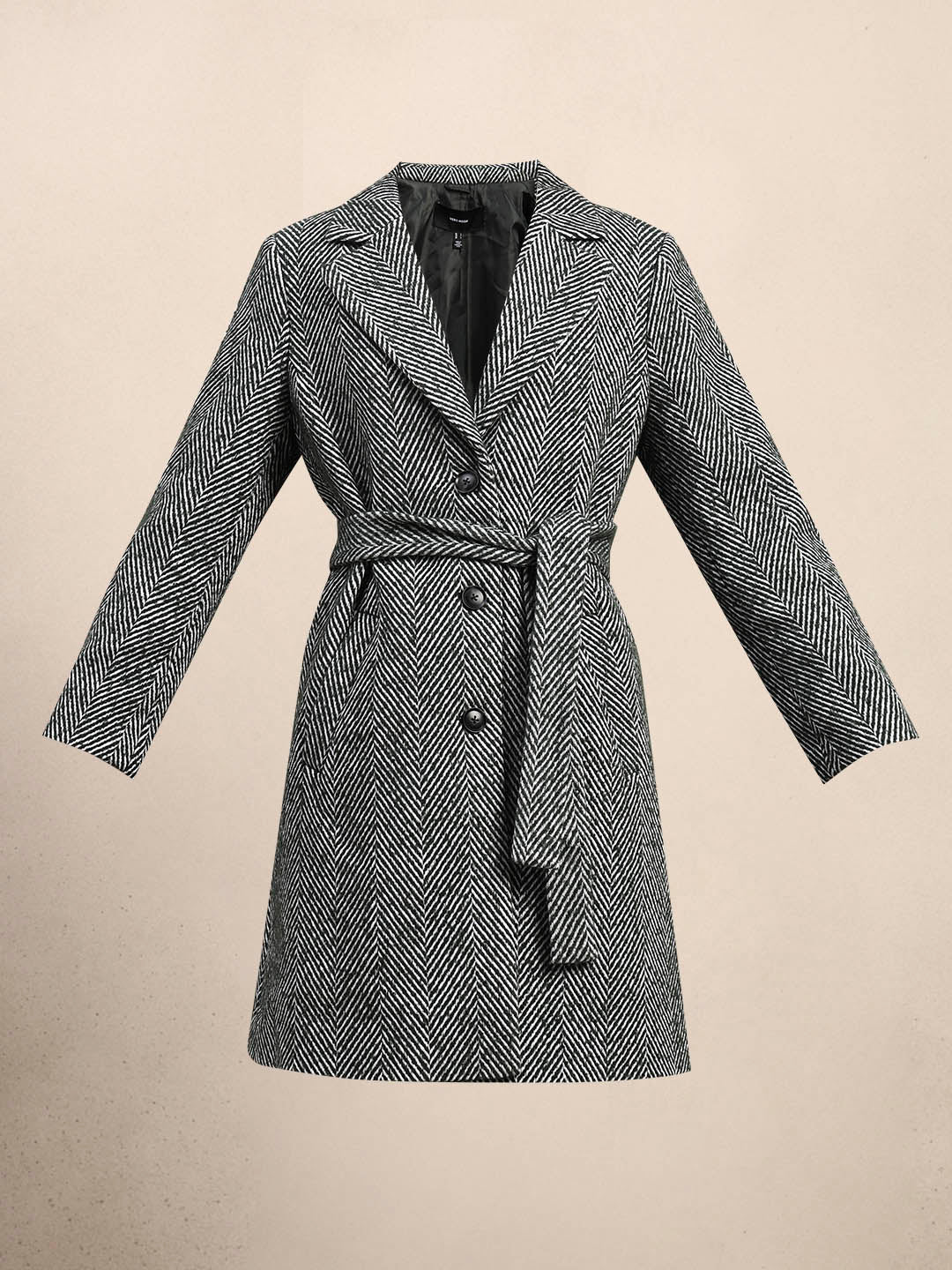 Herringbone Belted Coat