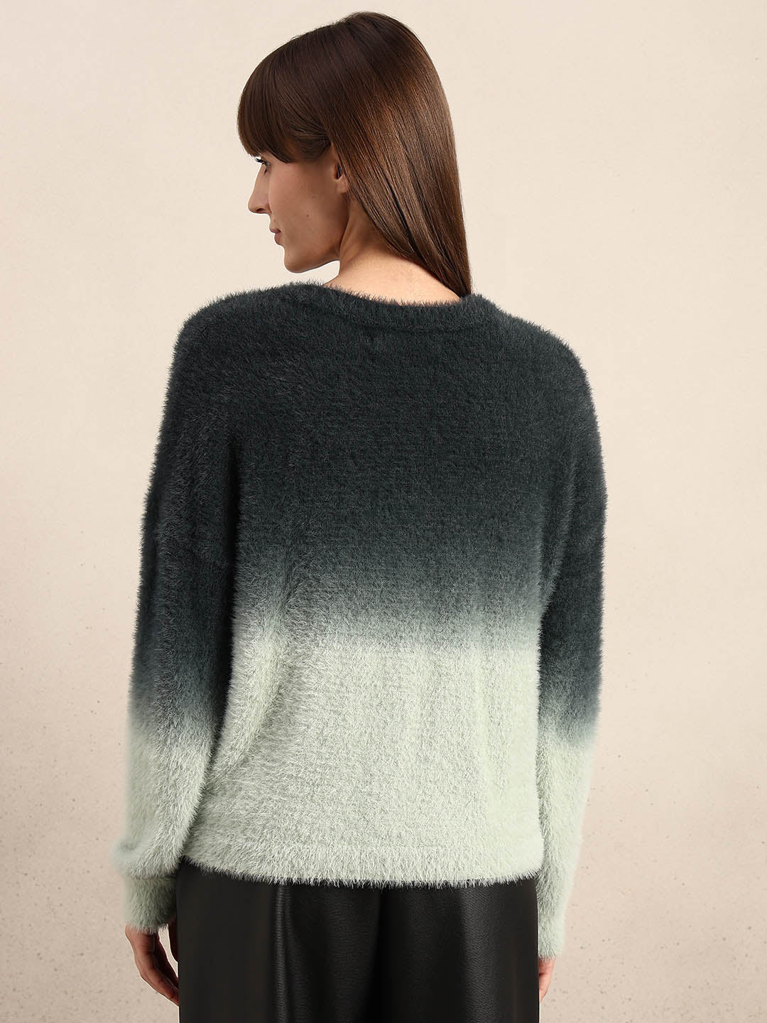 Green Gradient Fuzzy Sweater