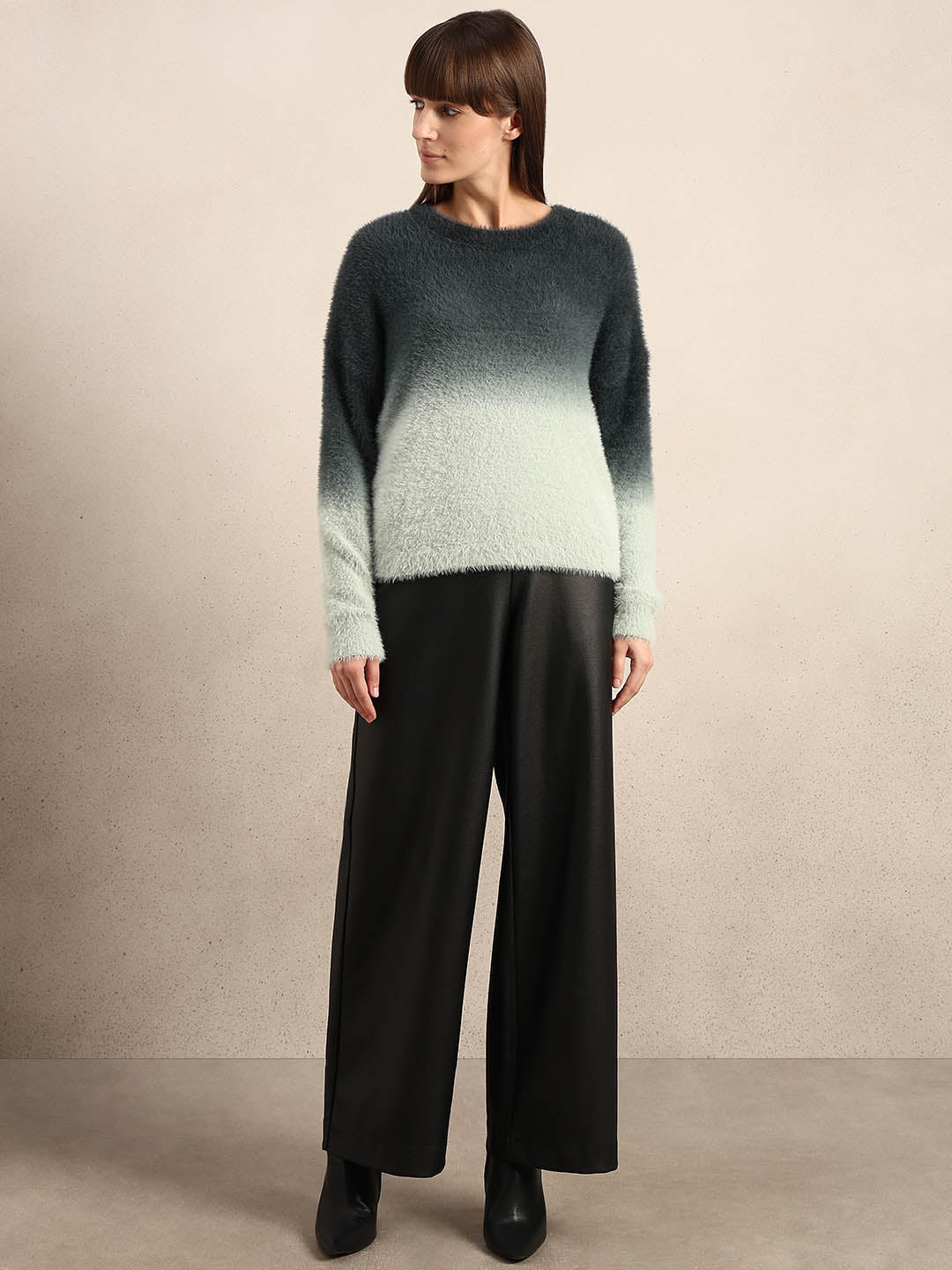 Green Gradient Fuzzy Sweater