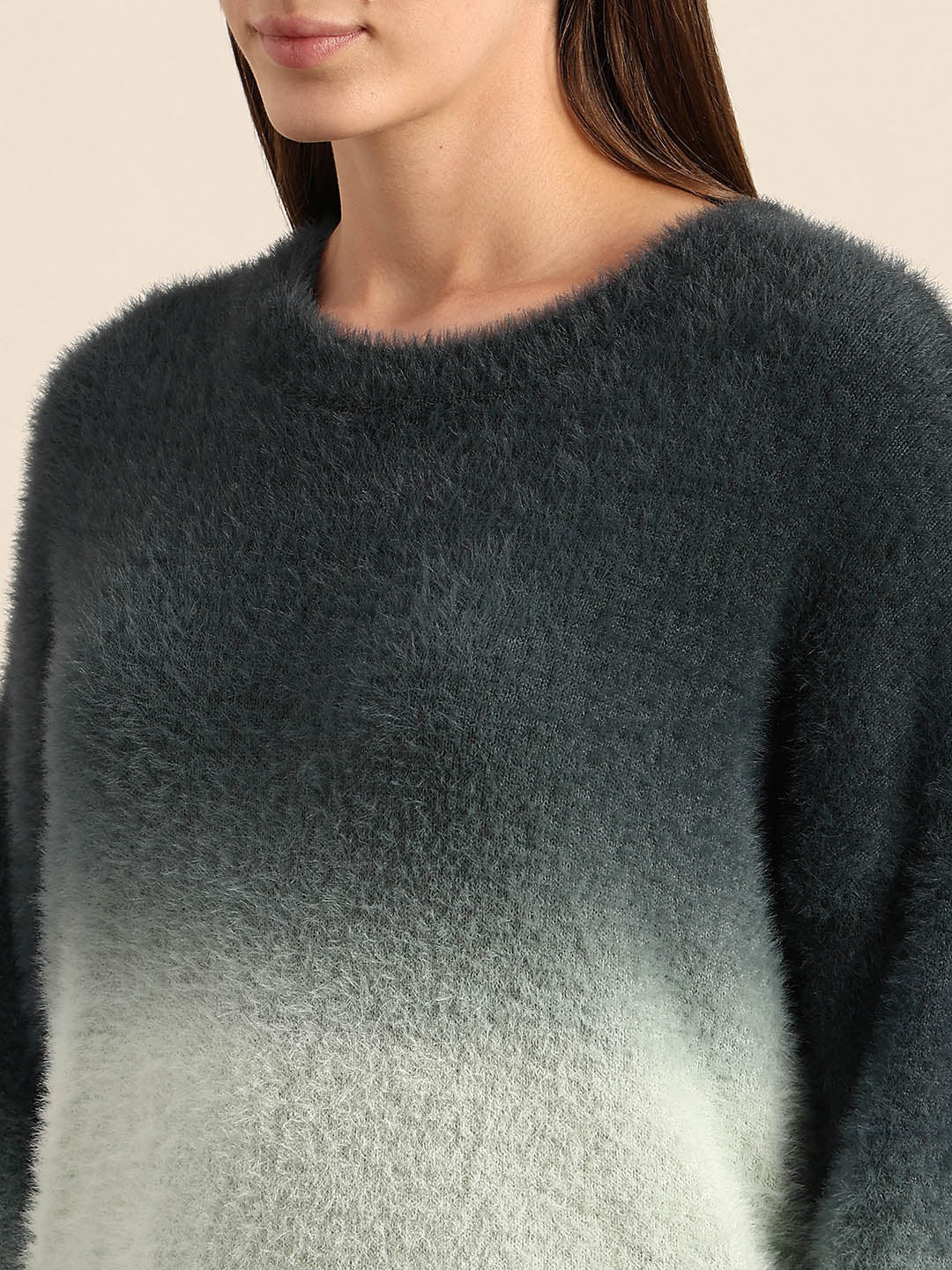 Green Gradient Fuzzy Sweater