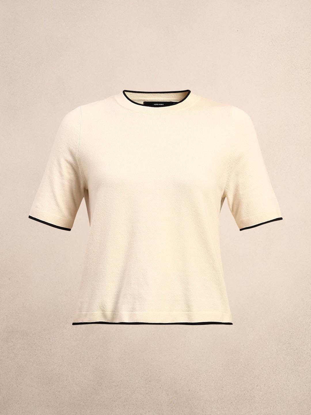 Short Sleeves O-Neck Pullover - Off-White