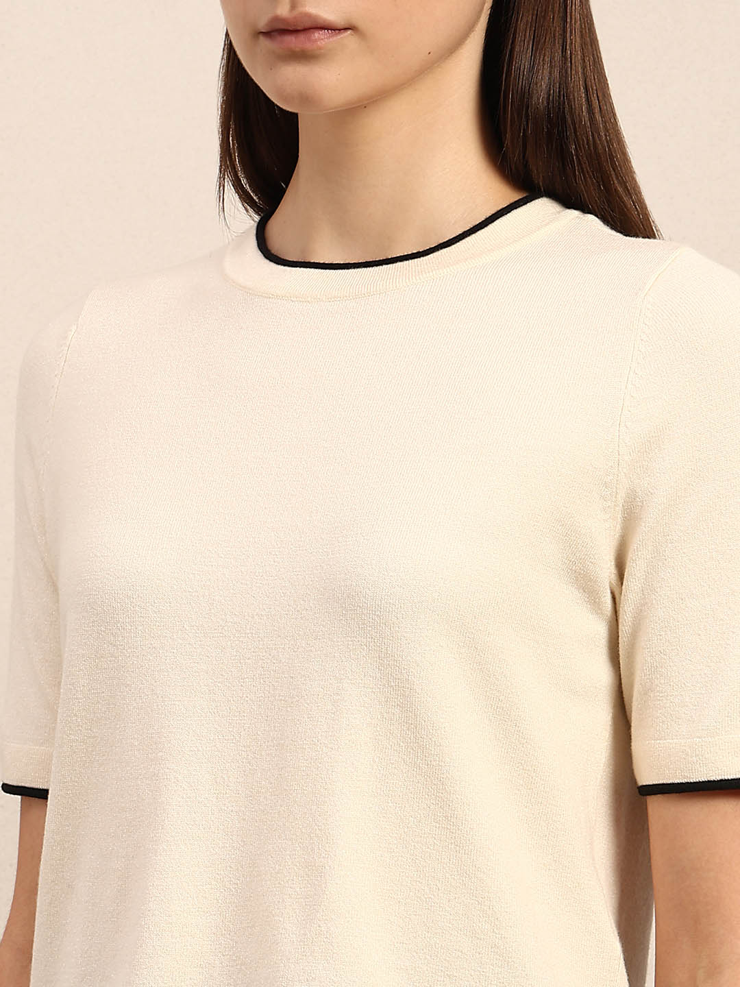 Short Sleeves O-Neck Pullover - Off-White