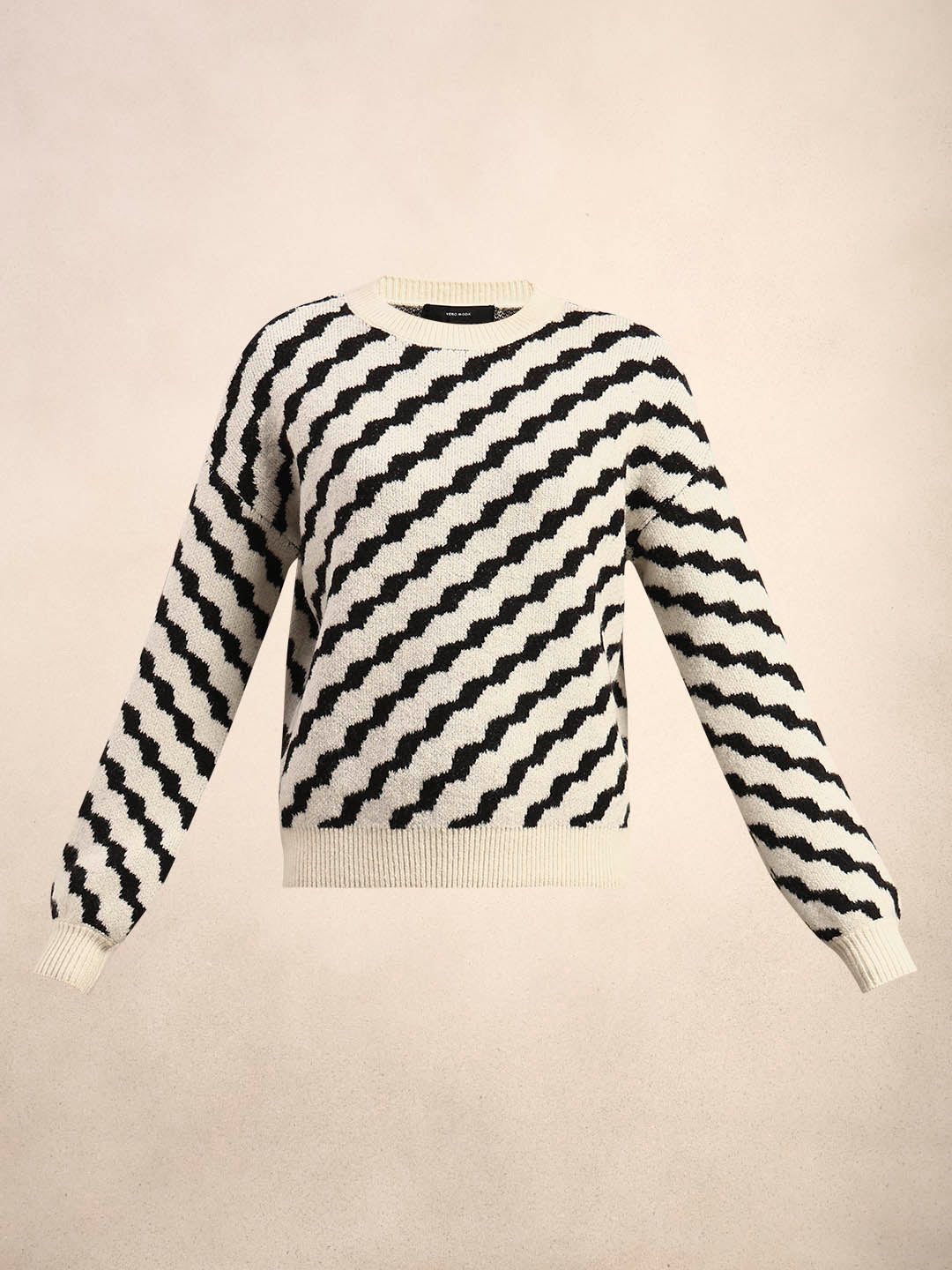 Black & Beige Printed Pullover