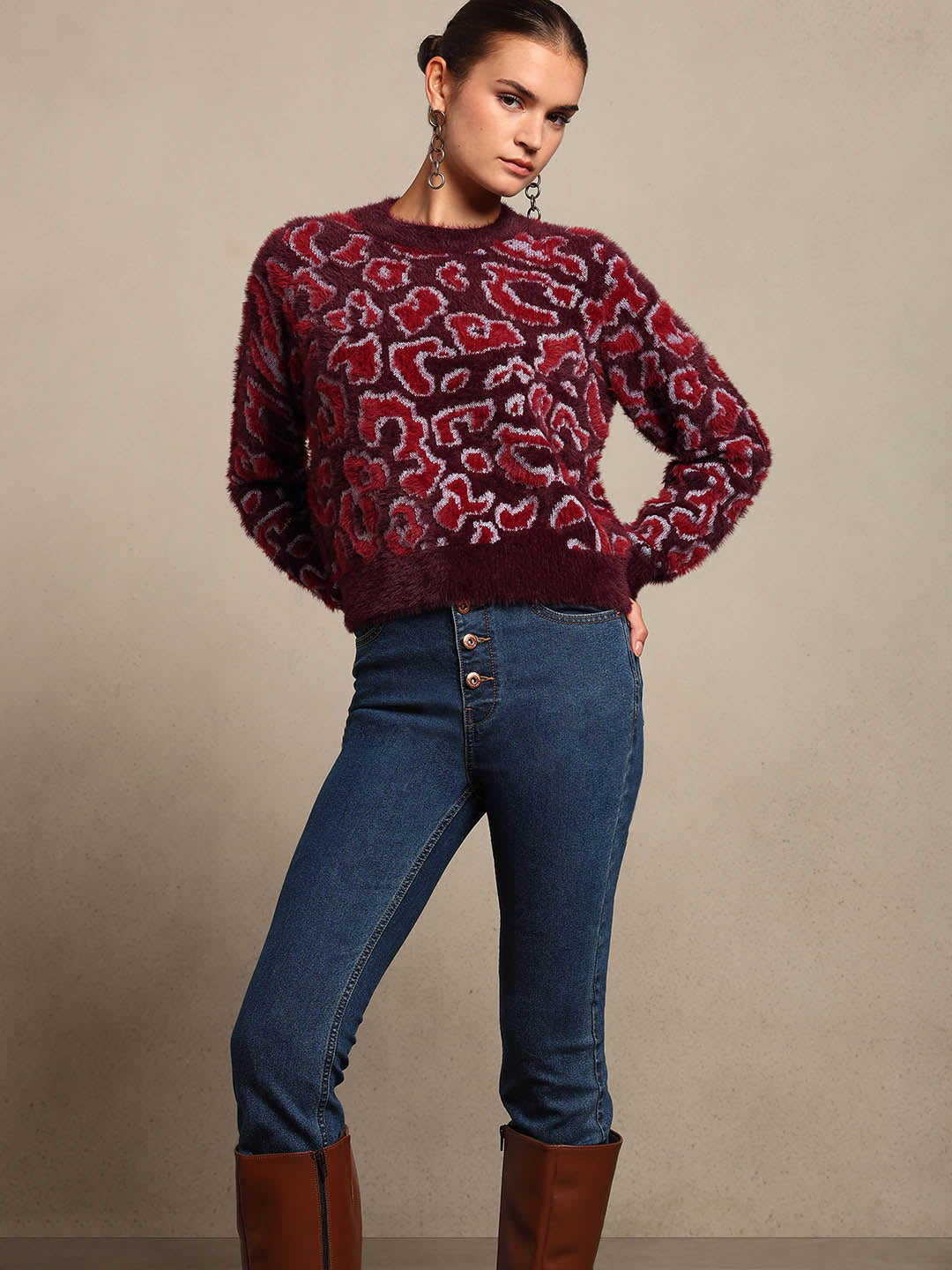 Red & Pink Animal Print Pullover