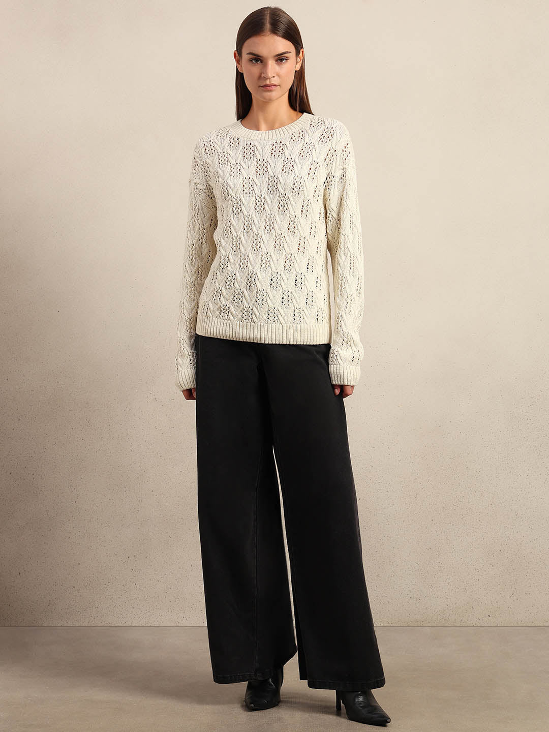 Ivory Lace Knit Pullover