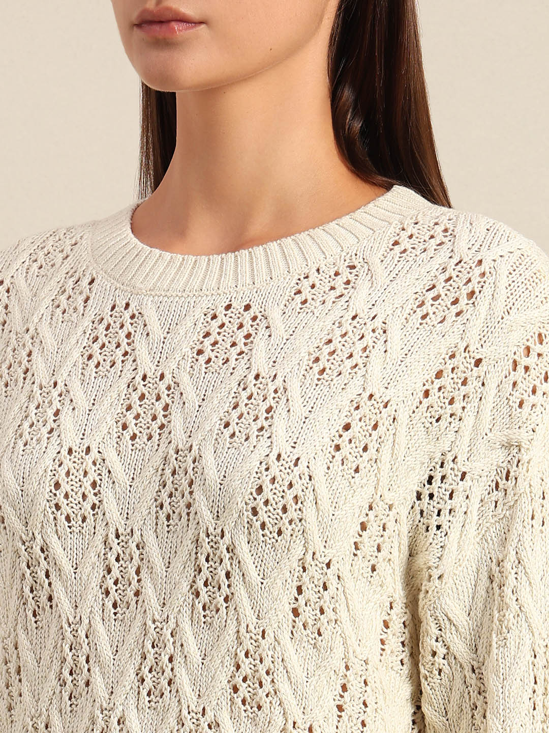 Ivory Lace Knit Pullover