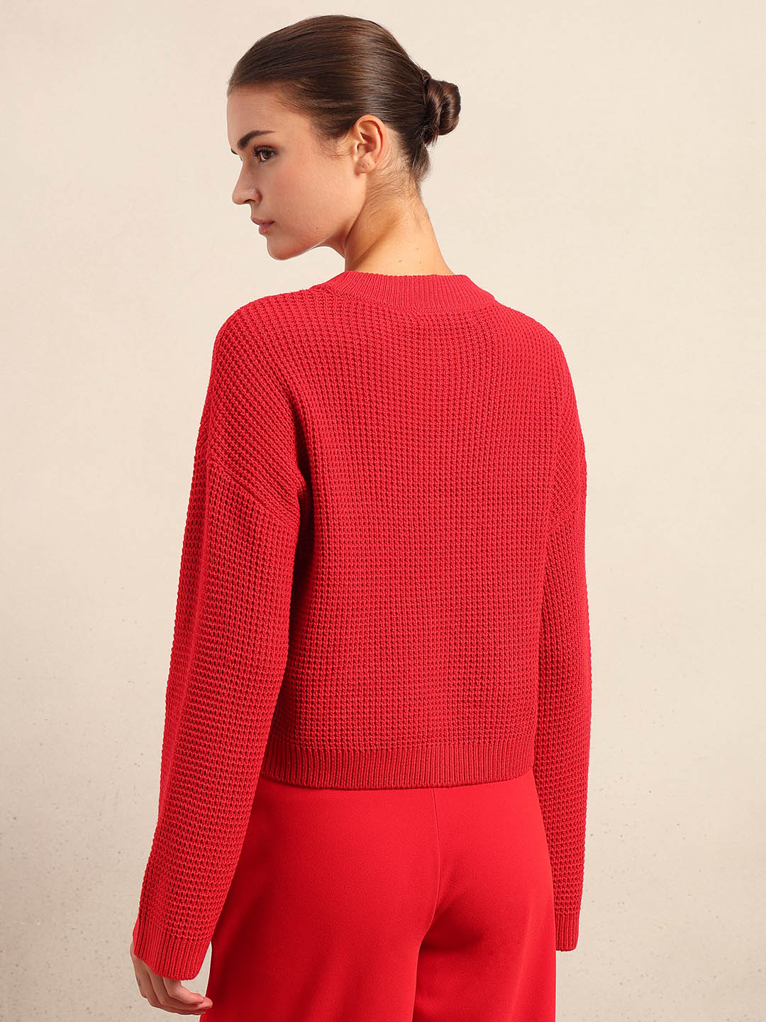 Bright Red Cropped Pullover