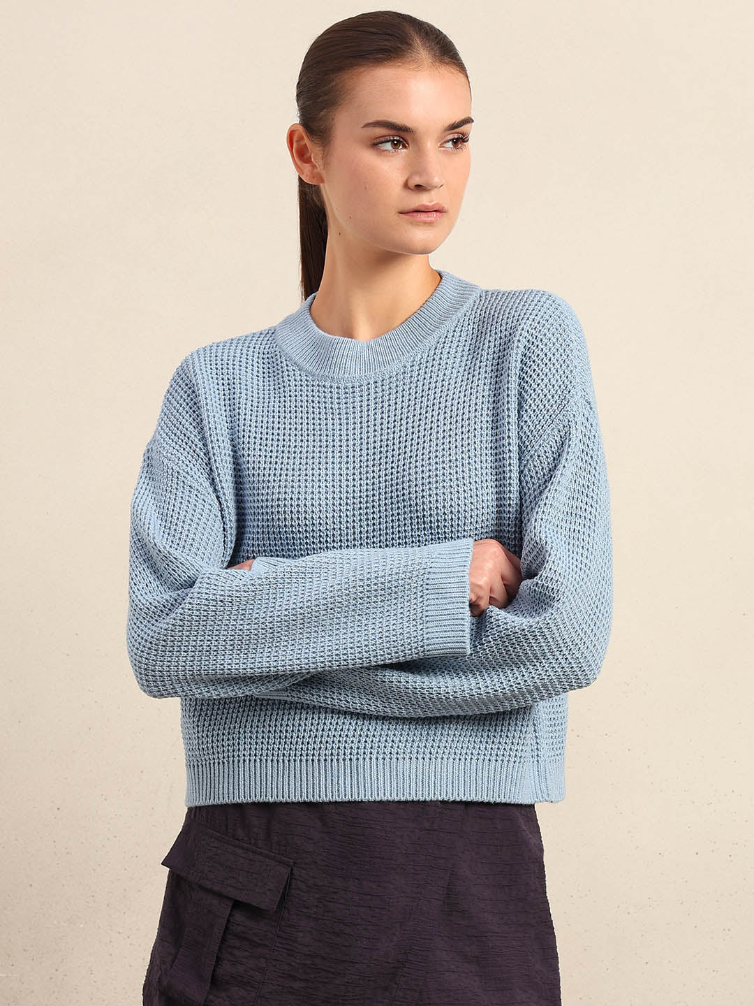 Light Blue Round Neck Pullover