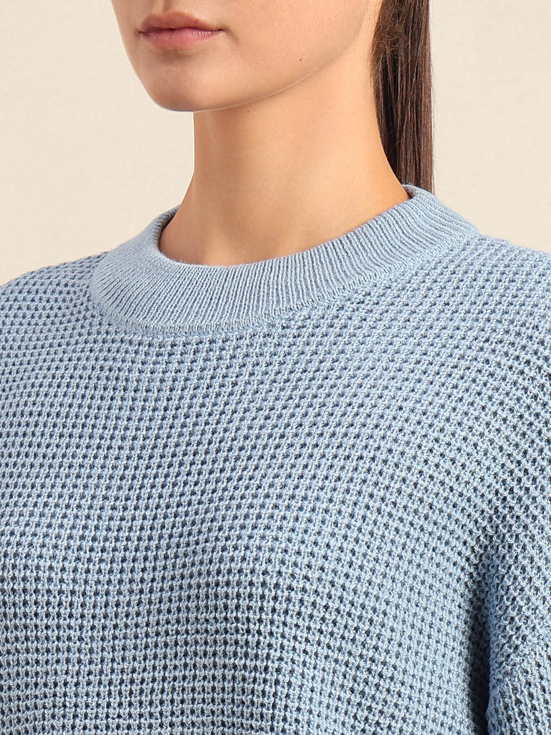 Light Blue Round Neck Pullover