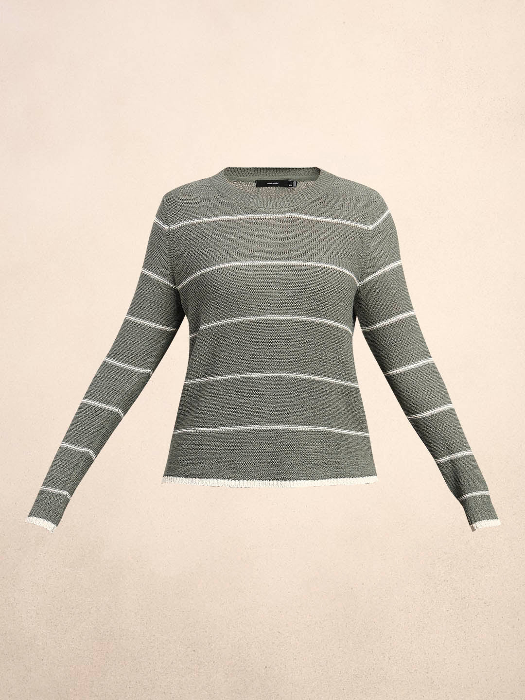 Striped Knitted Pullover - Green