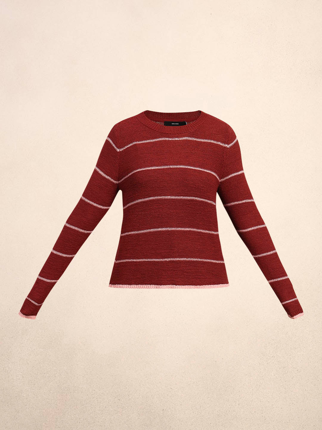 Striped Knitted Pullover - Red