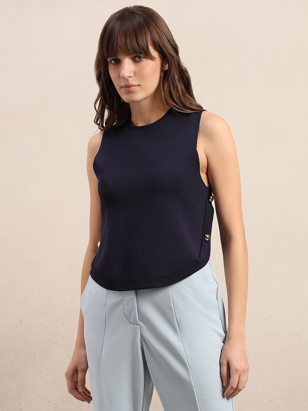 Navy Blue Sleeveless Top